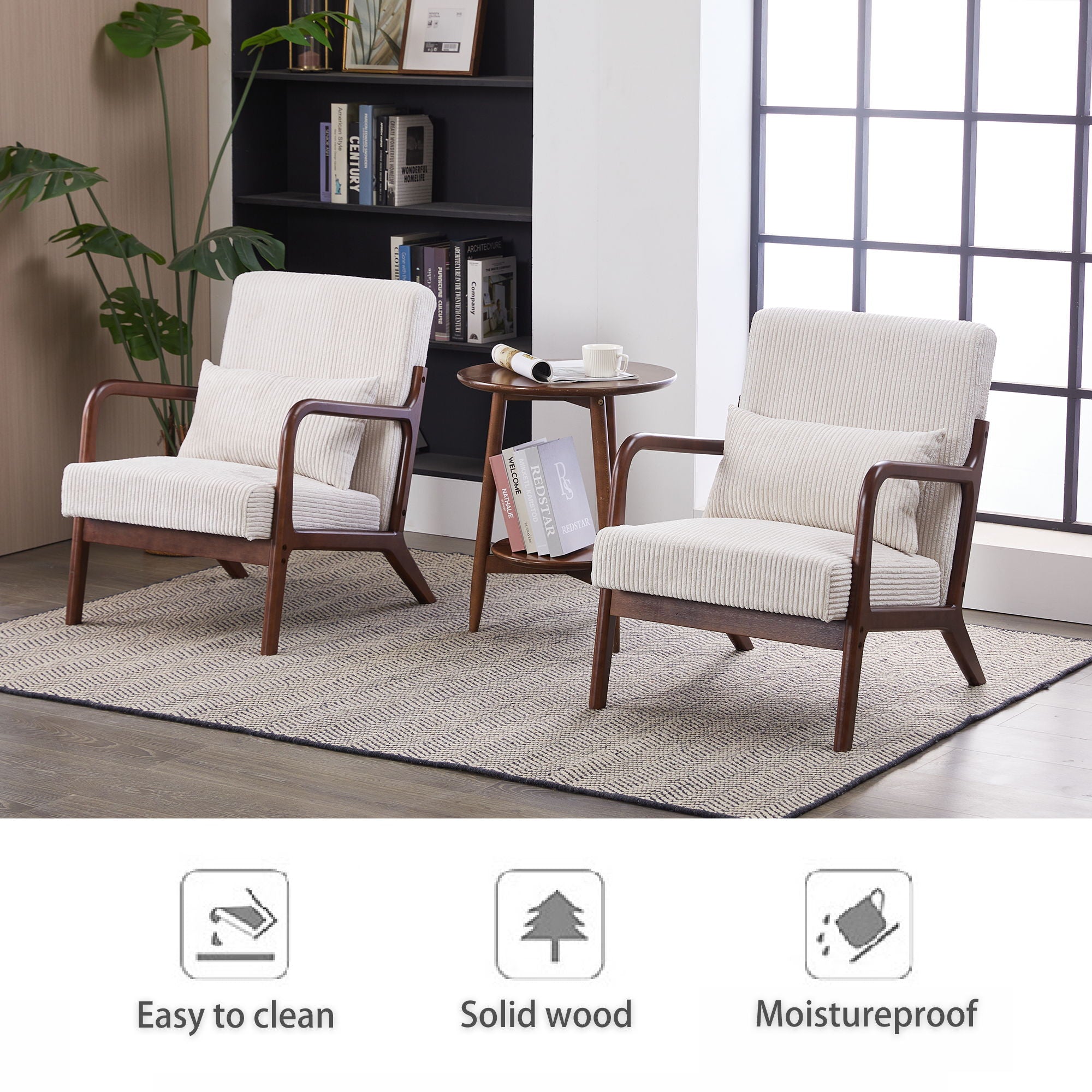 Accent Chair With Pillow And Wood Frame