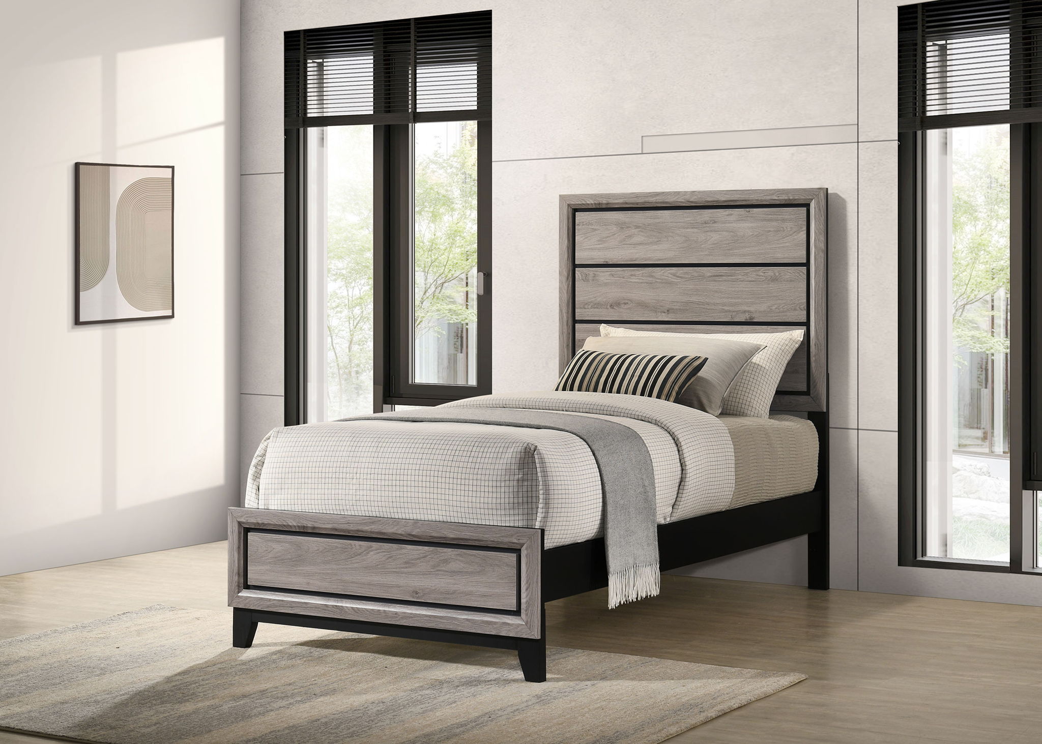 Watson Wood Twin Panel Bed Light Taupe