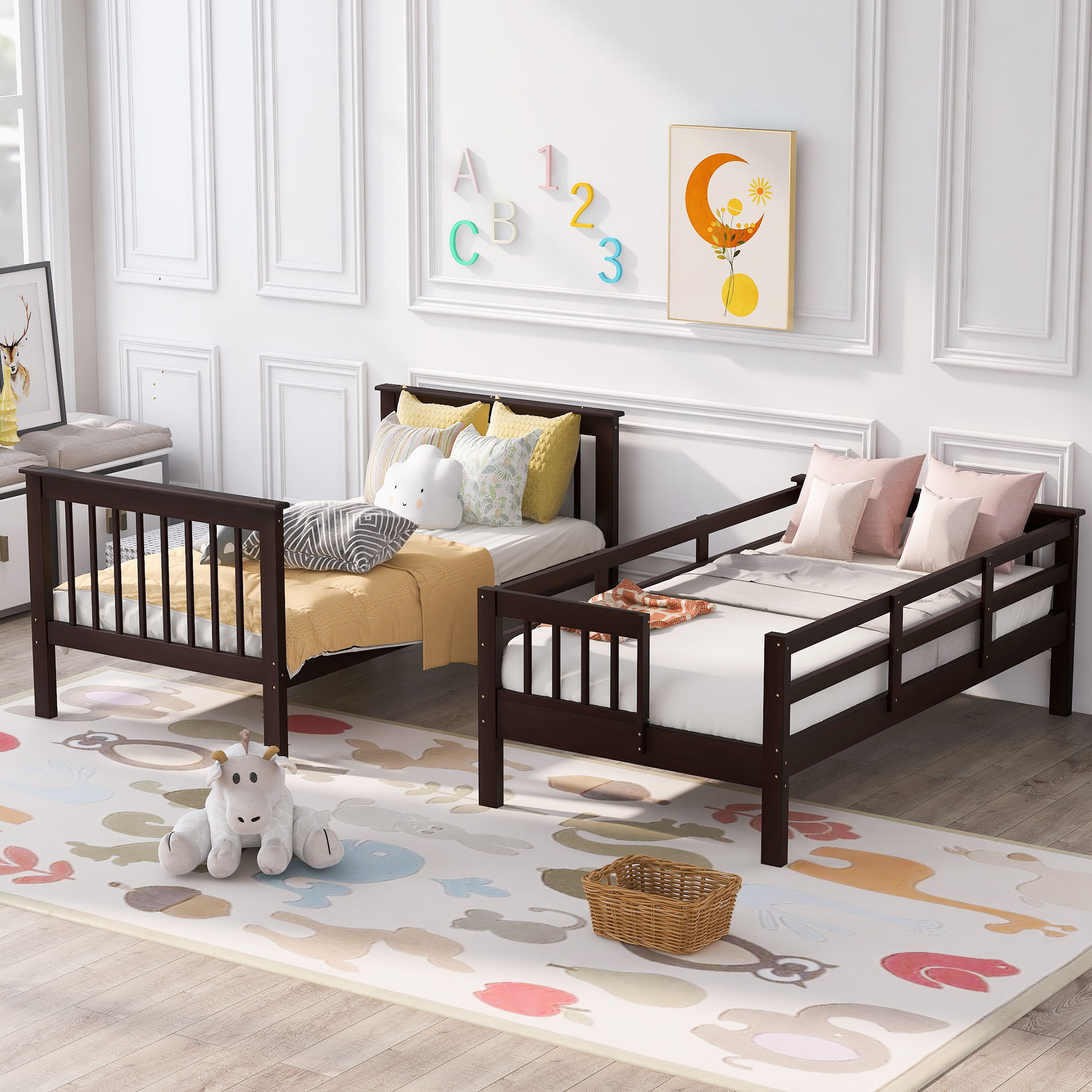 Stairway Bunk Bed With Storage And Guard Rail For Bedroom