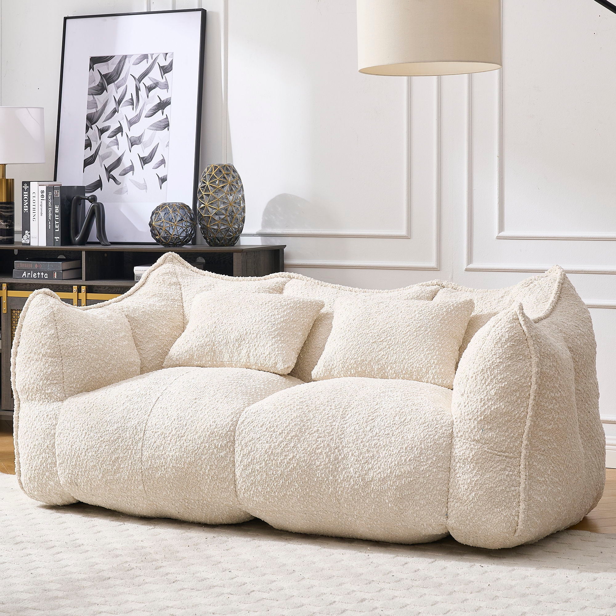 Comfortable Dual Beanbag Chair With High Resilience Foam Core For 2 People