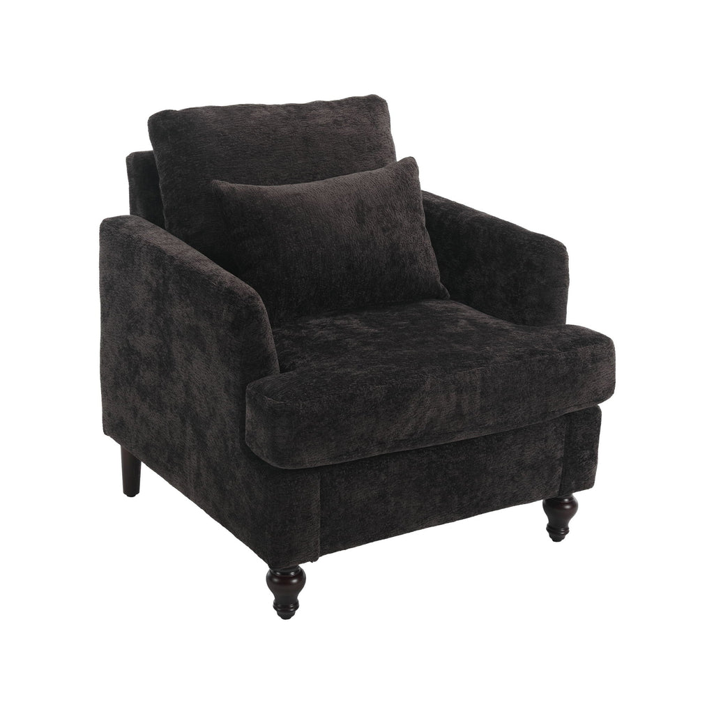 Modern Mid Century Wood Frame Armchair With Tufted Design