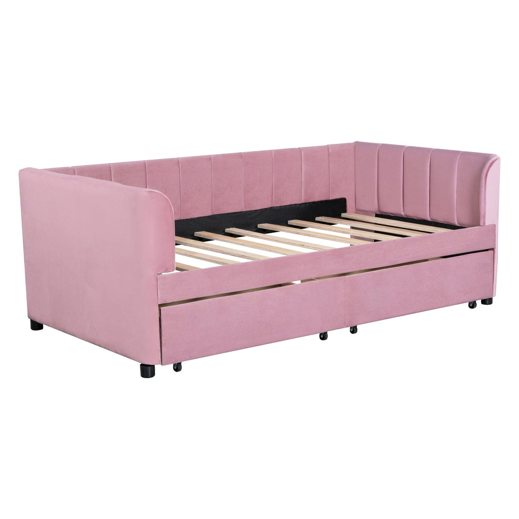 Upholstered Daybed With Ergonomic Design Backrest