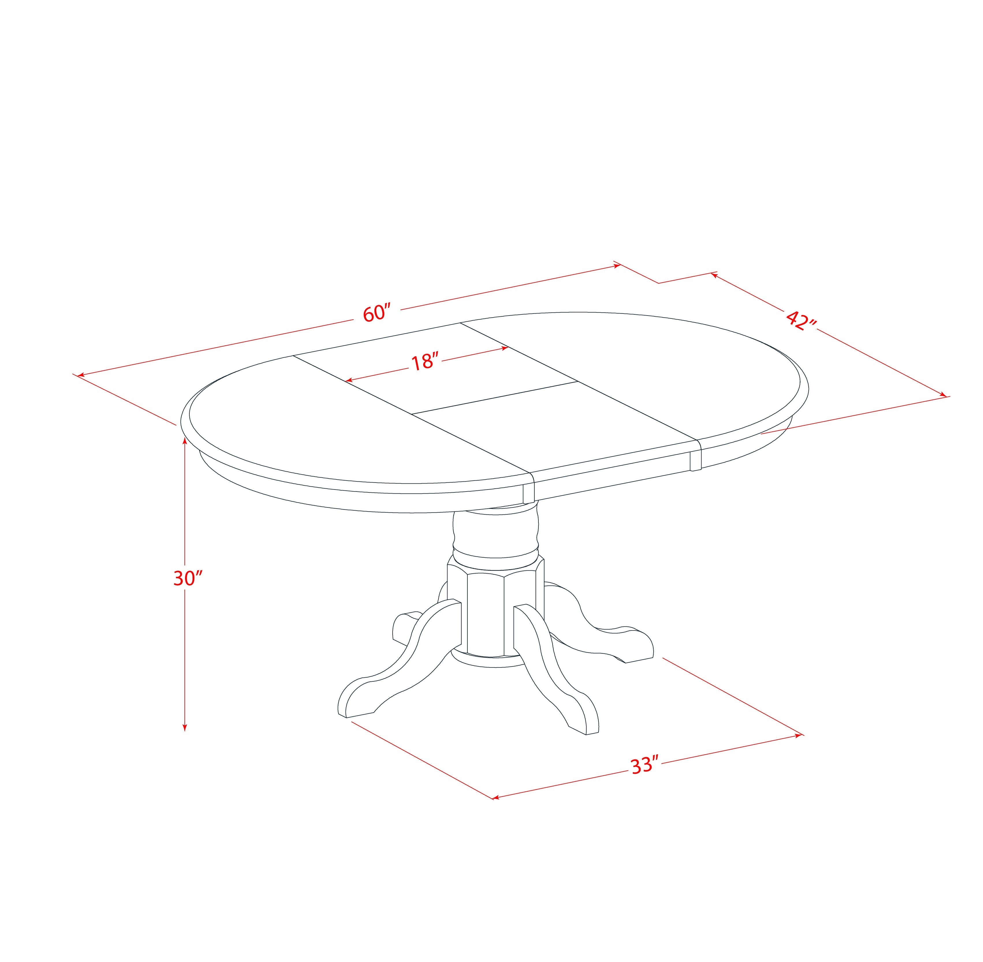 EAST WEST FURNITURE - AVVE5-LWH-15 - 5 Pc Dining Room Table Set - 4 Baby Blue Linen Fabric Dining Padded Chairs with High Back and 1 Removable leaf Oval Dining Table - linen white Finish