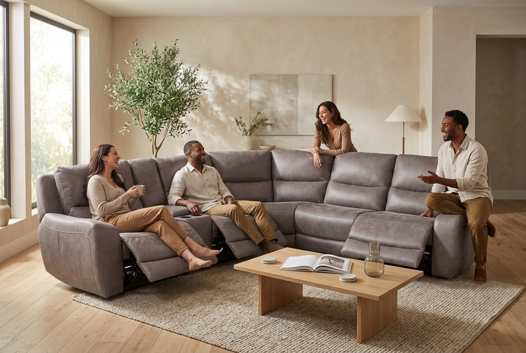 Branson Zero Slate 6-Piece Dual Power Reclining Modular Sectional with Storage Console