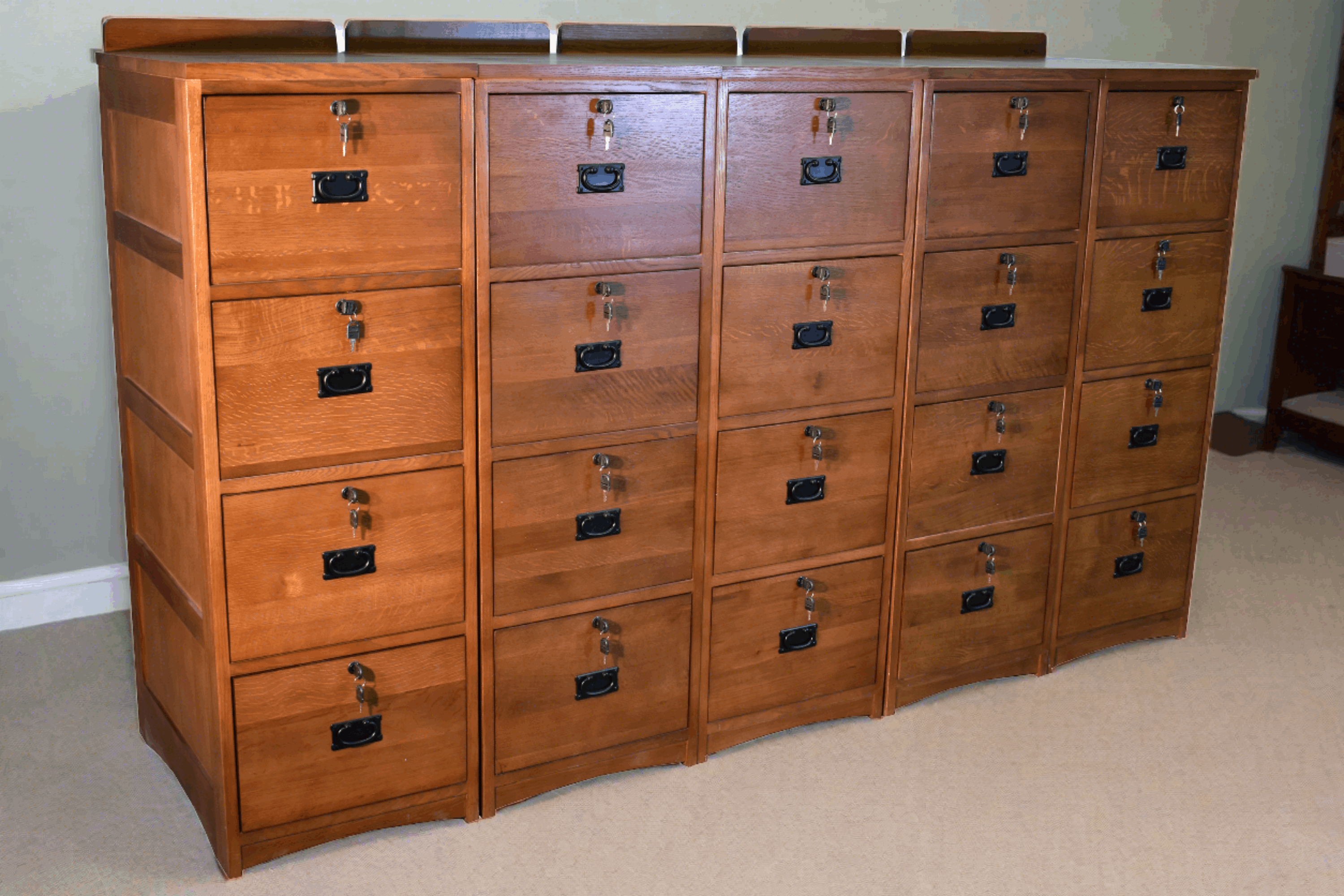 Mission Solid Oak 4 Drawer File Cabinet - Michaels Cherry