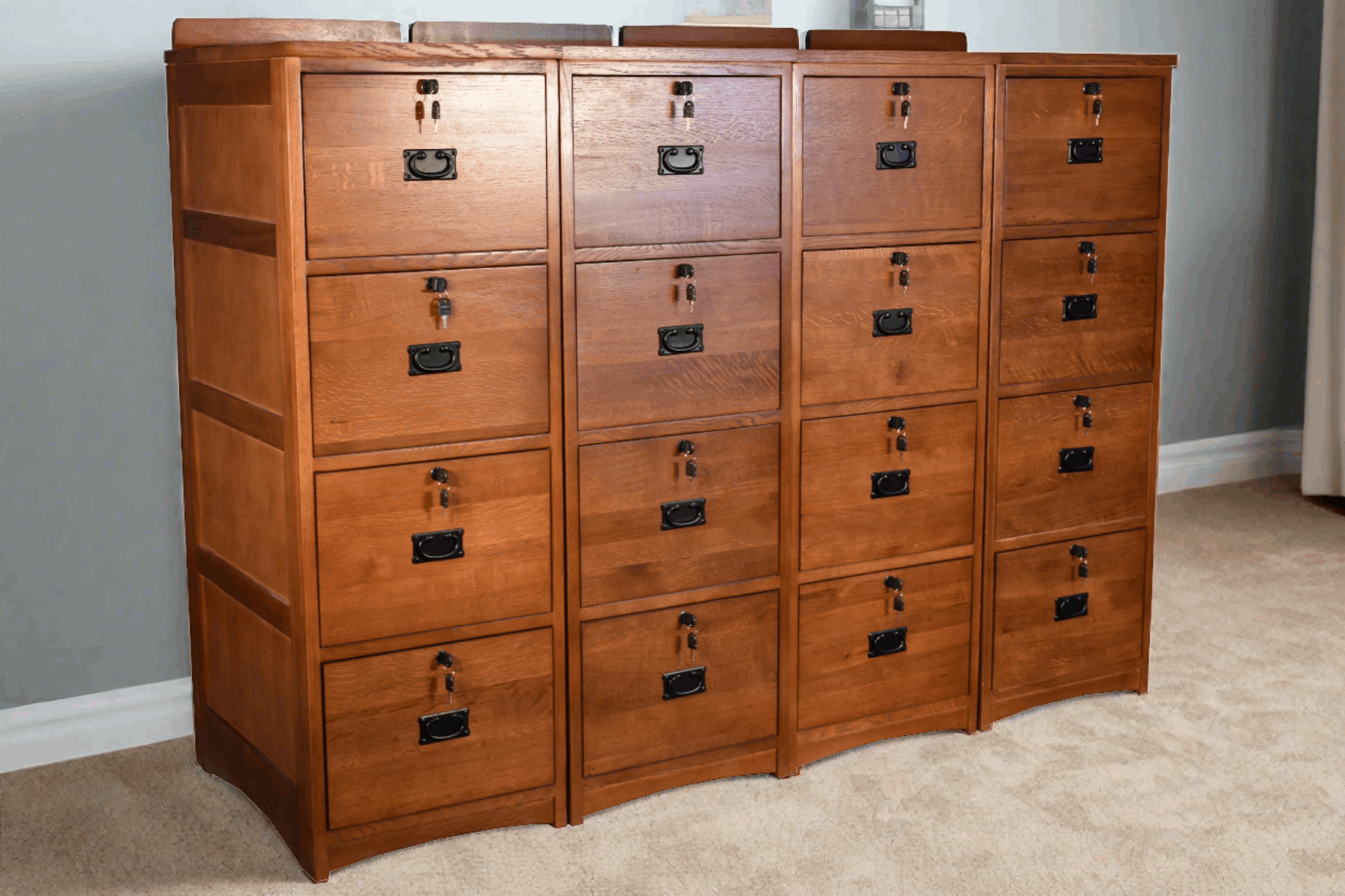 Mission Solid Oak 4 Drawer File Cabinet - Michaels Cherry