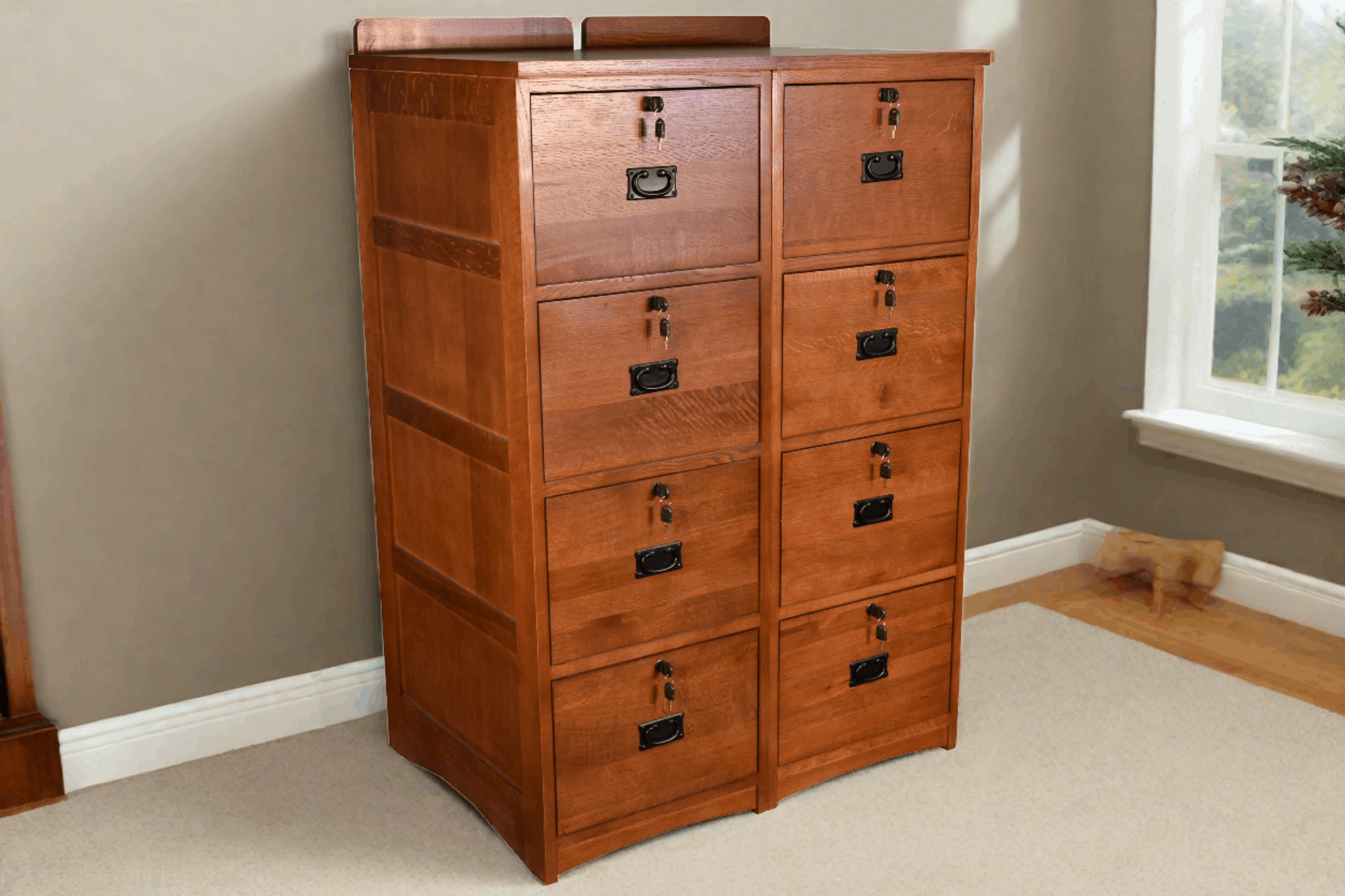 Mission Solid Oak 4 Drawer File Cabinet - Michaels Cherry