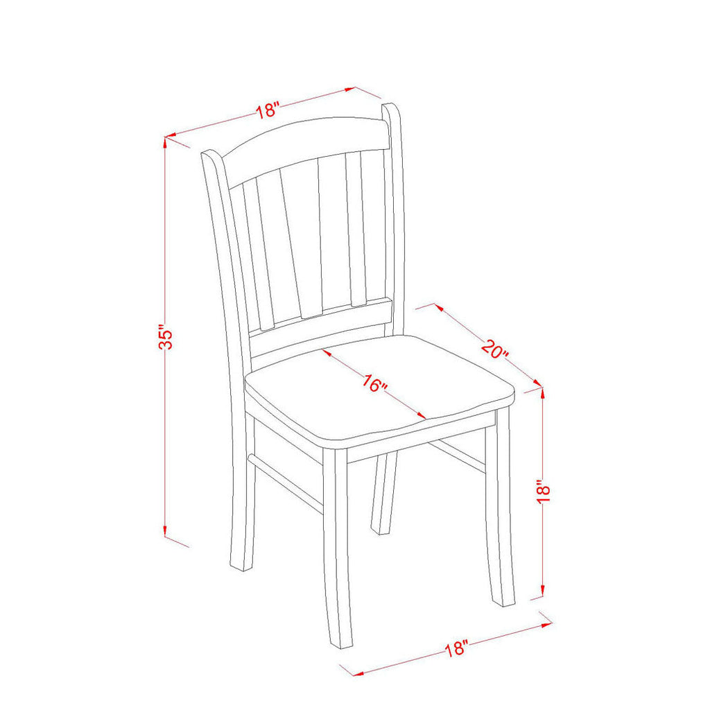 EAST WEST FURNITURE - ANDL3-OAK-W - 3-Piece Dinette Room Set- 2 Kitchen Dining Chair and Wooden Dining Table - Wooden Seat and Slatted Chair Back - Oak Finish