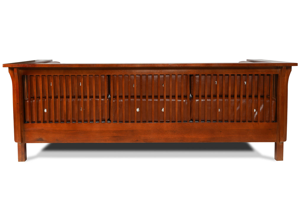 Mission / Craftsman Cubic Slat Side Sofa - Russet Brown Leather (RB2)