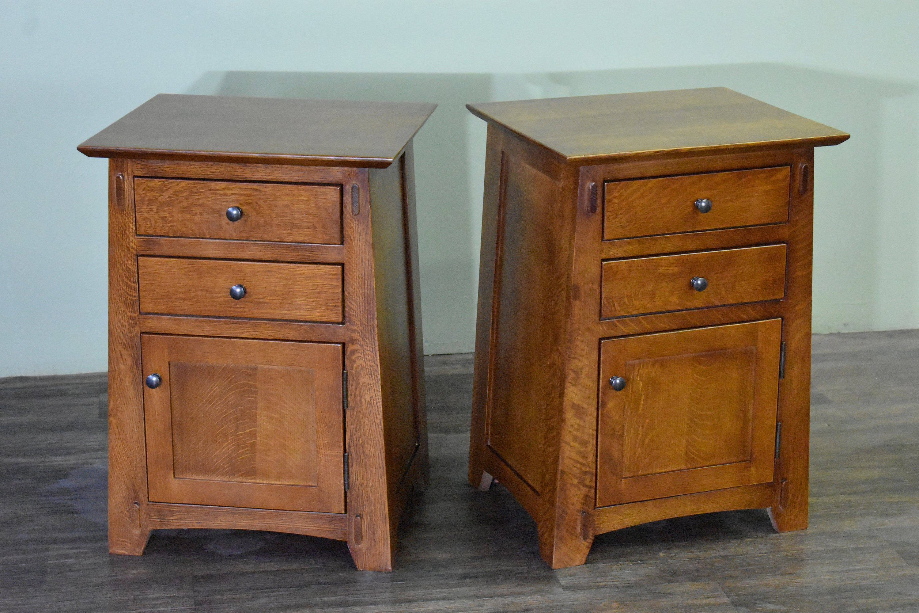 Mission Style Tapered Leg 2 Drawer Nightstand