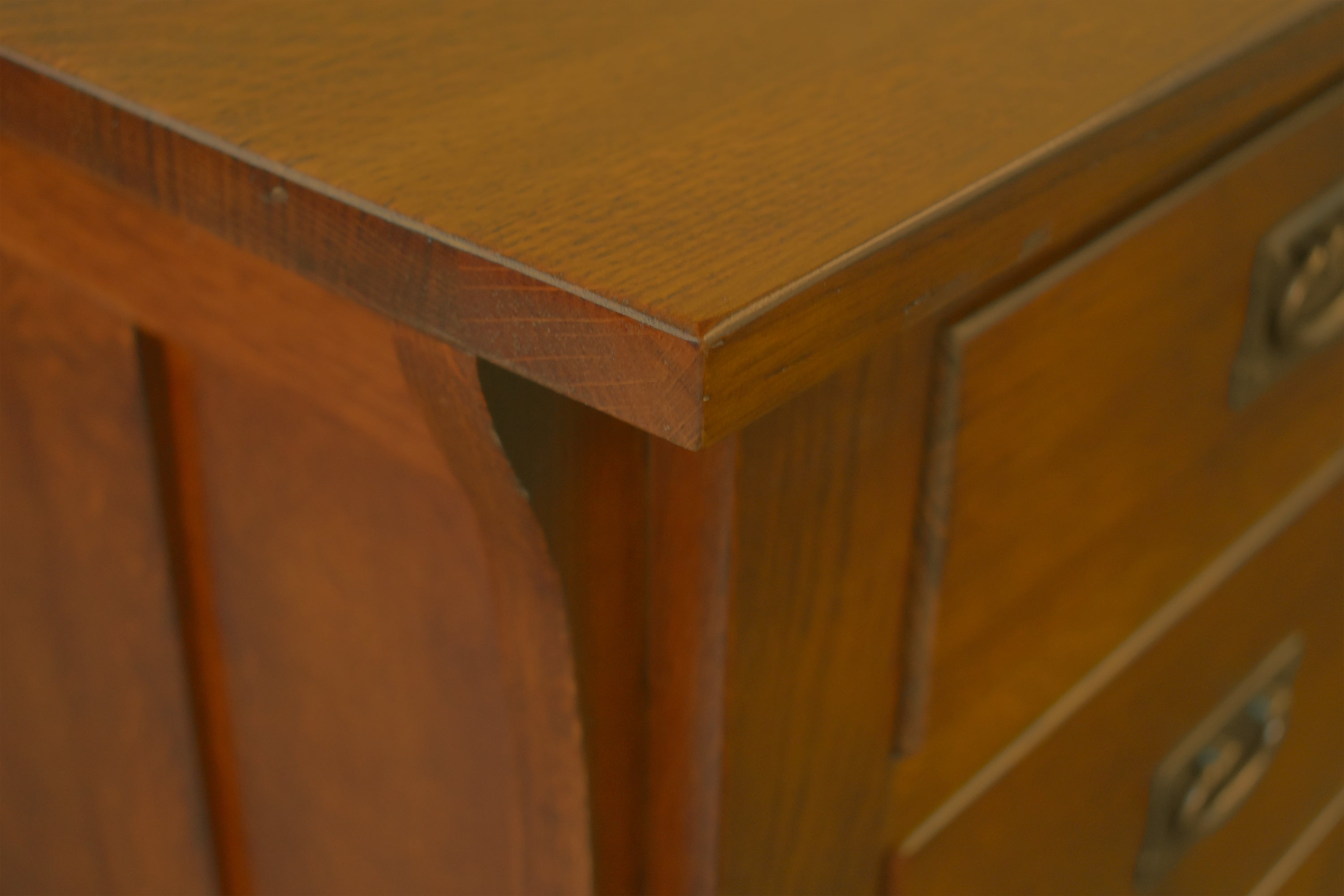Mission Library Desk with File Cabinet Drawers - Michael's Cherry (MC-A)