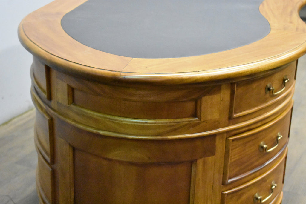 Legacy Mahogany Wood Leather Top Kidney Desk - Light Brown Walnut