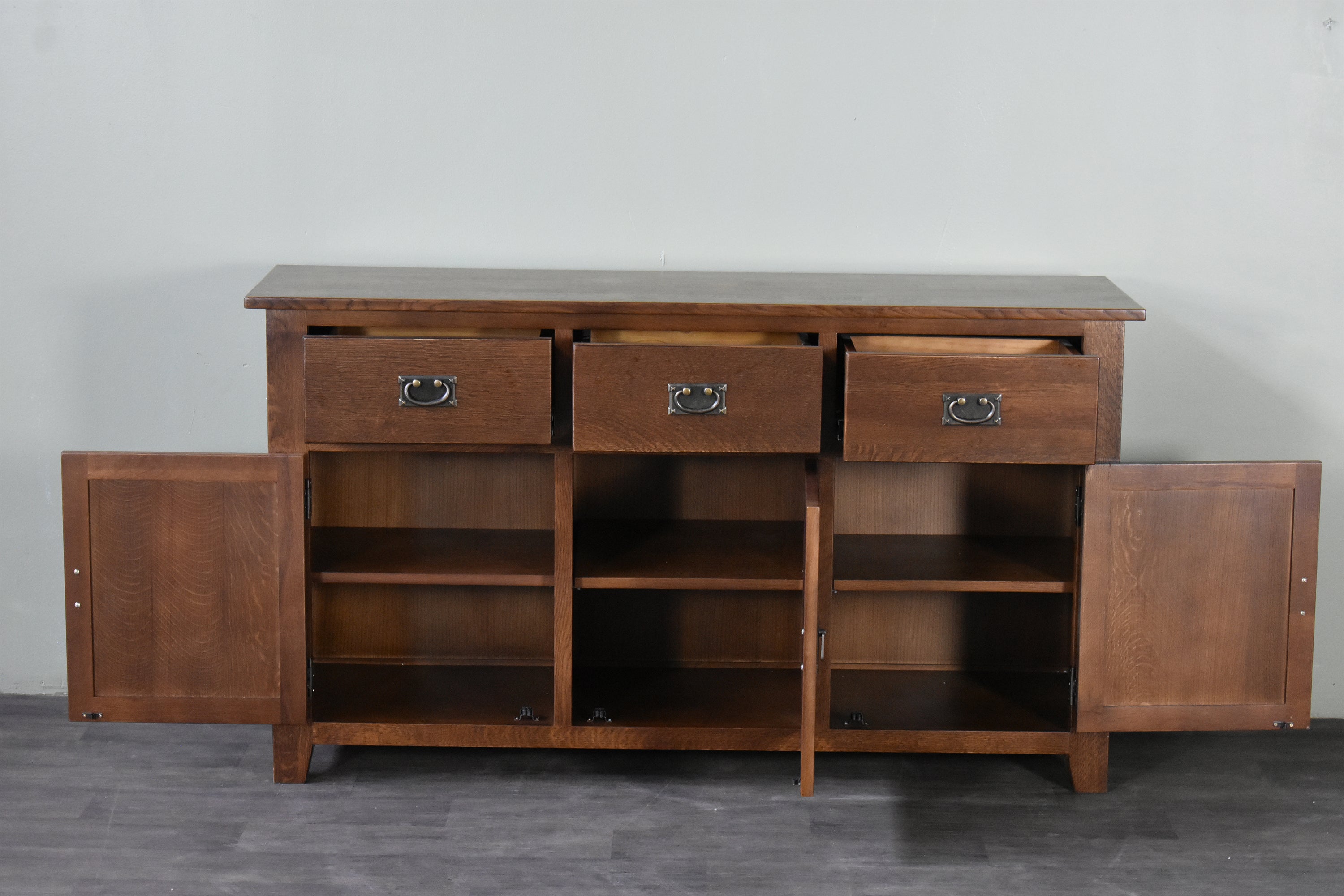 Pre-Order Mission Solid Oak 3 Drawer 3 Door Sideboard - Walnut (AW) - 59"