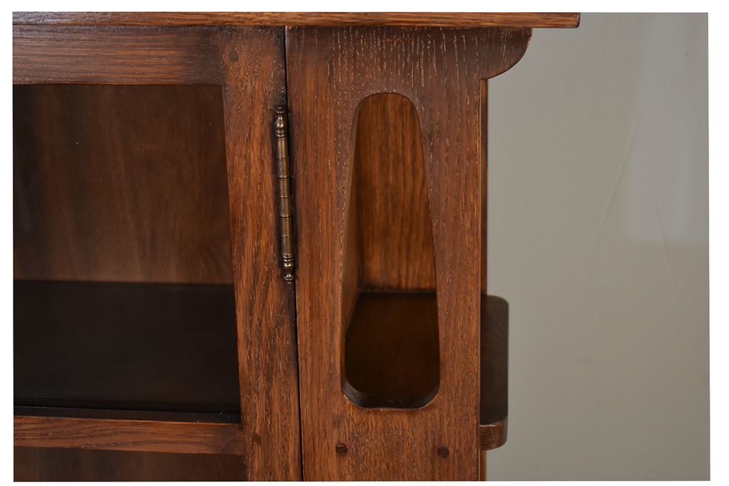 Mission Double Door Bookcase with Side Shelves - Walnut (W1)