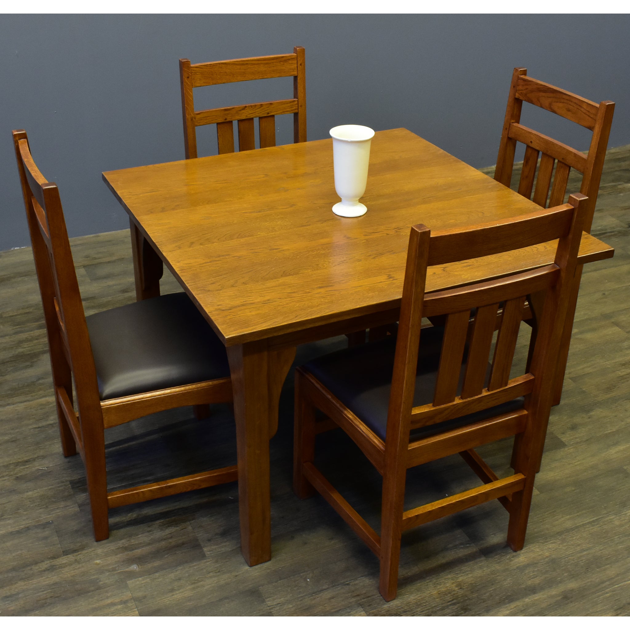 Mission Style White Oak Square Dining Table Set - (2 Colors Available)