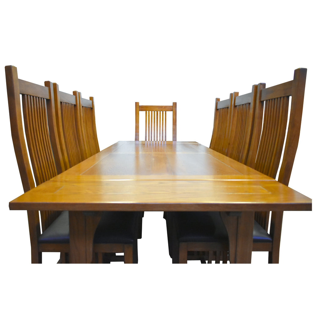 Mission Style Leaf Table-High Back Chair Dining Set-2 Color Available