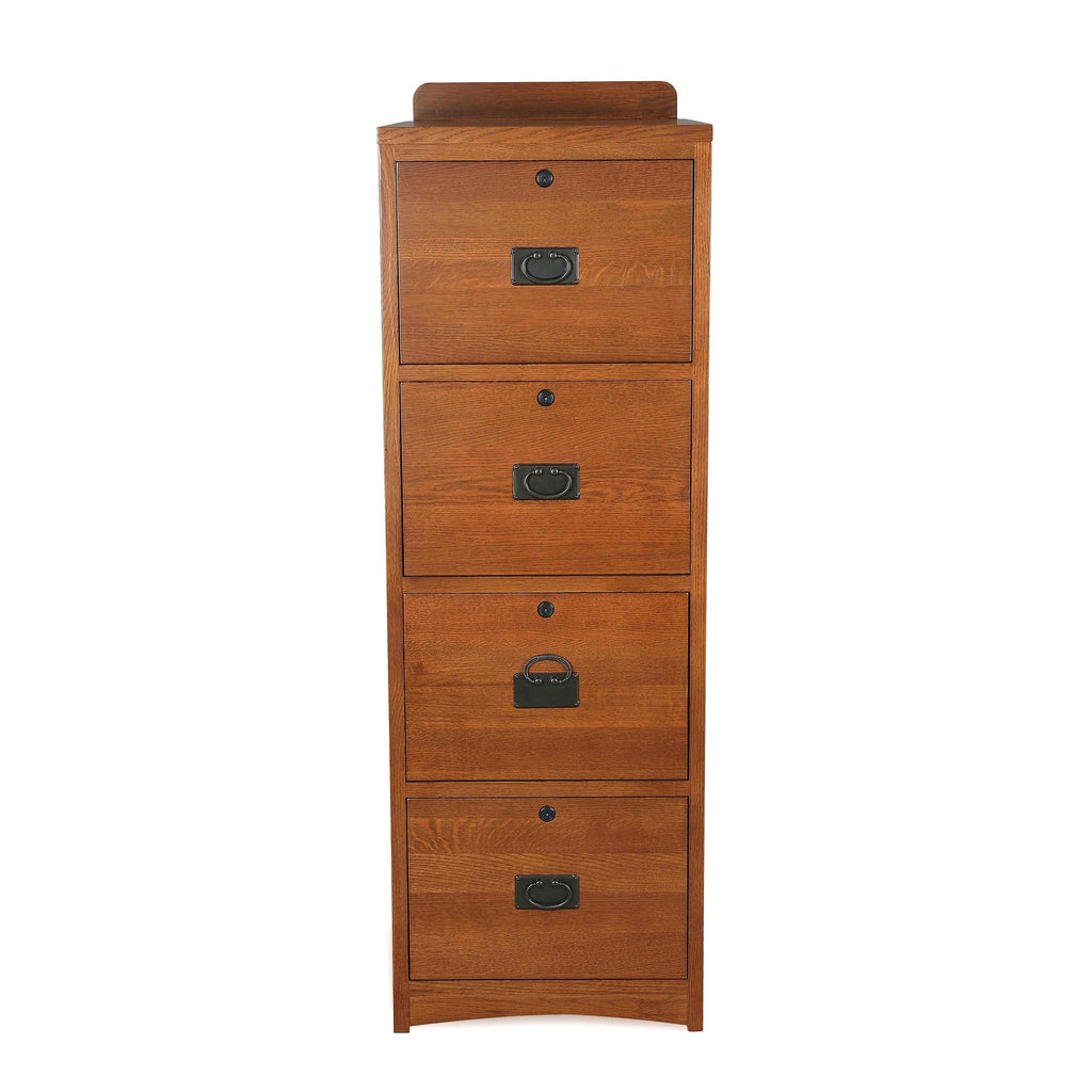 Mission Solid Oak 4 Drawer File Cabinet - Michaels Cherry