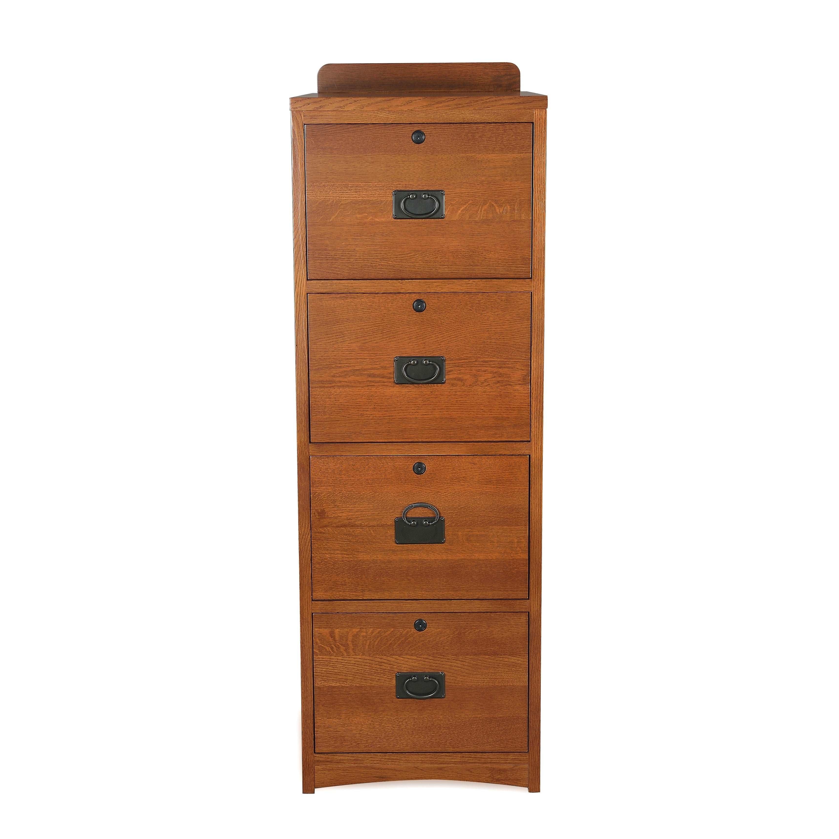 Mission Solid Oak 4 Drawer File Cabinet - Michaels Cherry