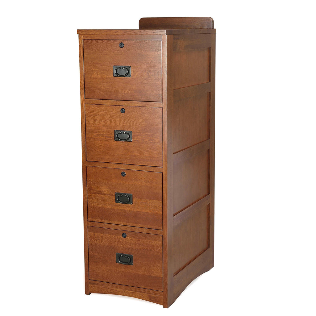 Mission Solid Oak 4 Drawer File Cabinet - Michaels Cherry