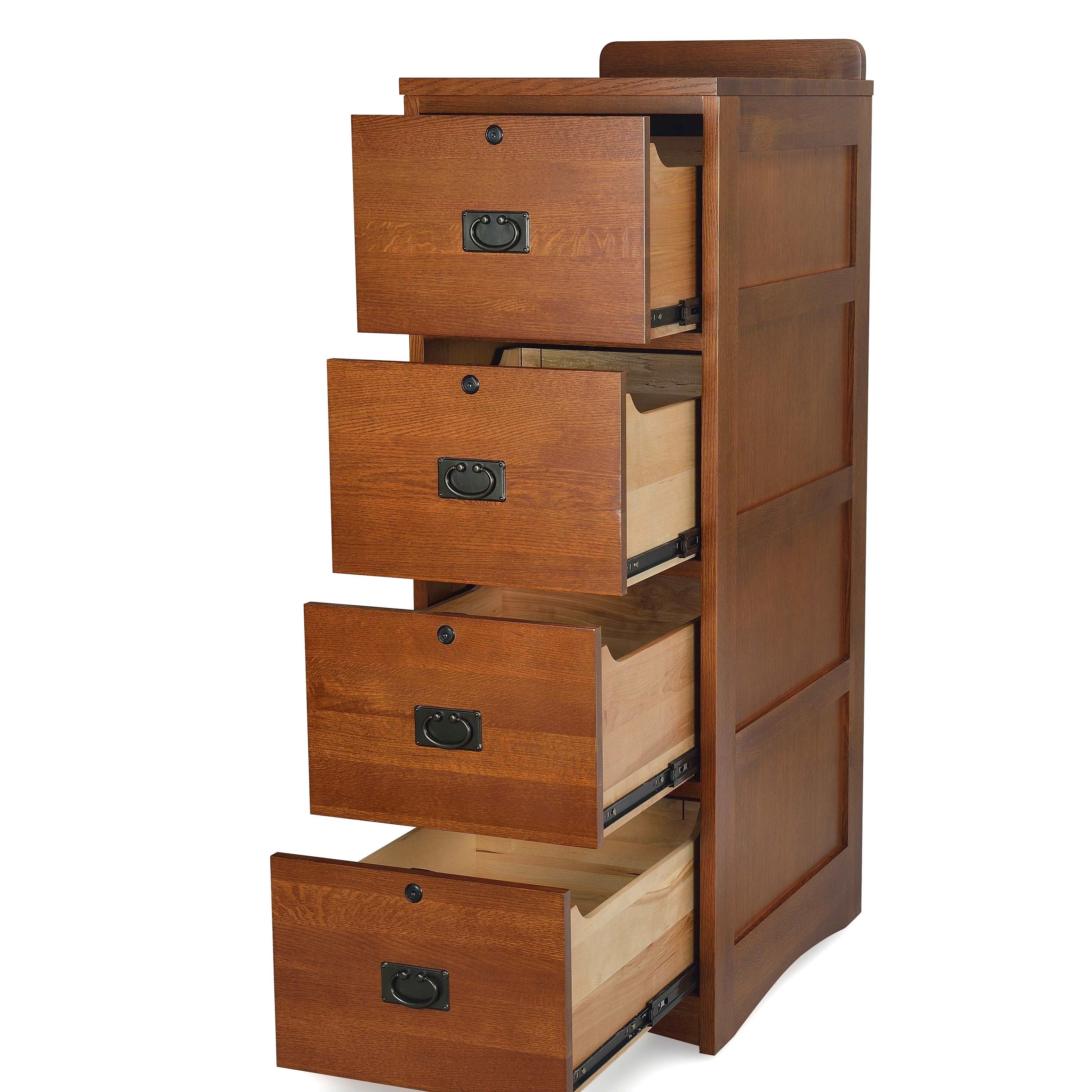 Mission Solid Oak 4 Drawer File Cabinet - Michaels Cherry