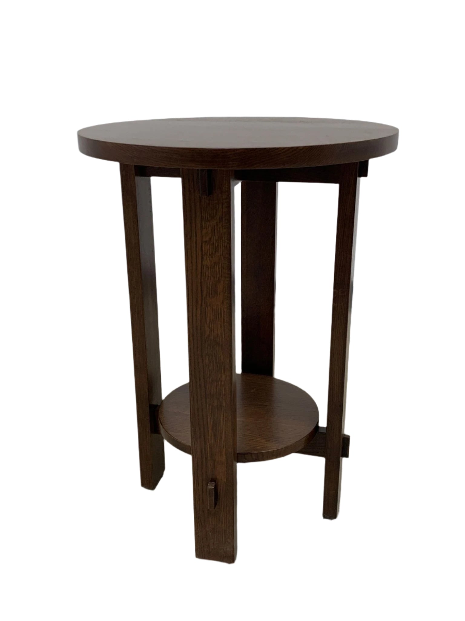 Mission Style Oak Round End Table - Michael's Cherry