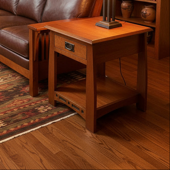 Pre-Order Mission Oak 1 Drawer Inlay End Table - Model A24