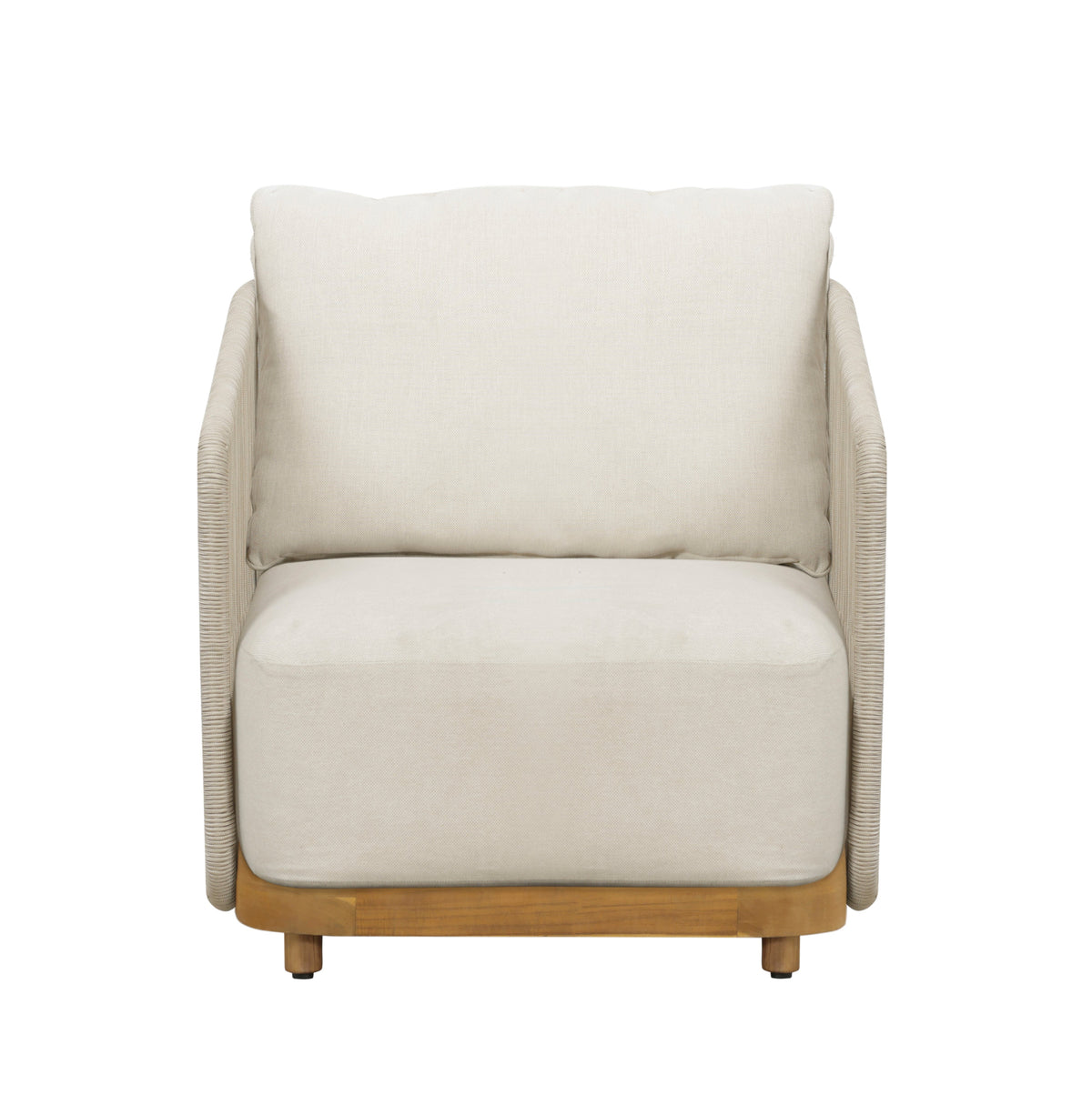 Alpine Teak Wood Outdoor Arm Chair with Biege Rope Design