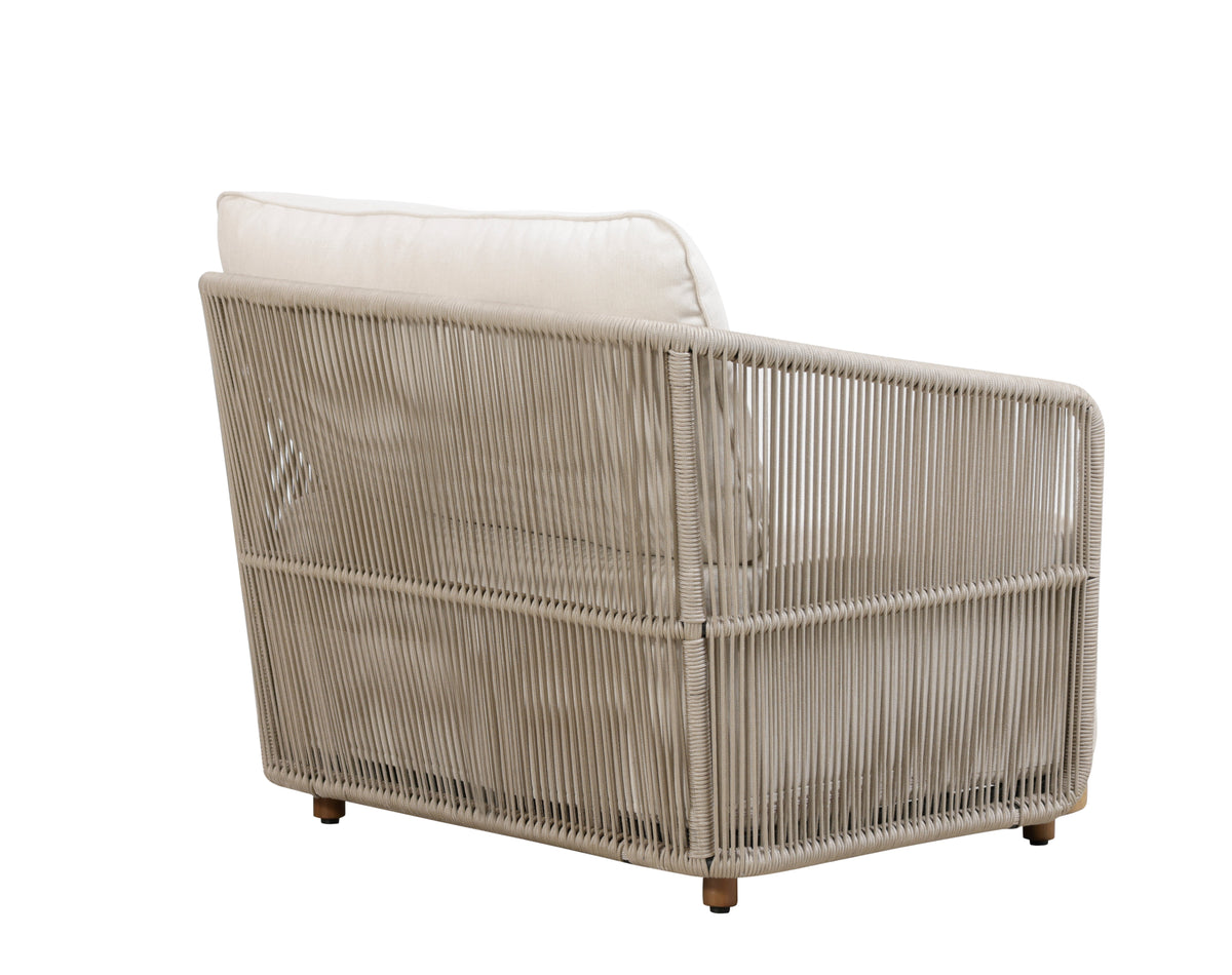 Alpine Teak Wood Outdoor Arm Chair with Biege Rope Design