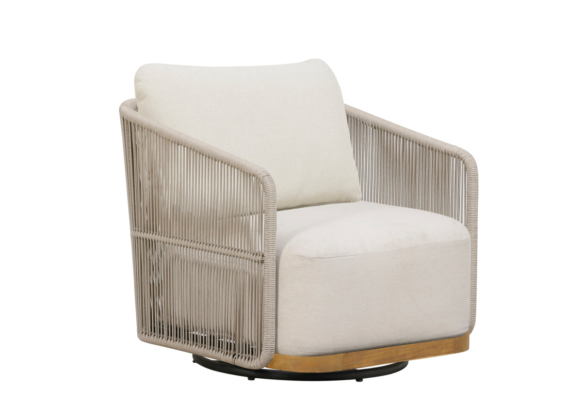 Alpine Teak Wood Modern Swivel Outdoor Arm Chair – Beige