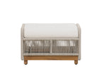 Alpine Teak Wood Outdoor Ottoman with Biege Rope Design