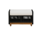 Alpine Teak Wood Outdoor Ottoman with Black - Rope Design