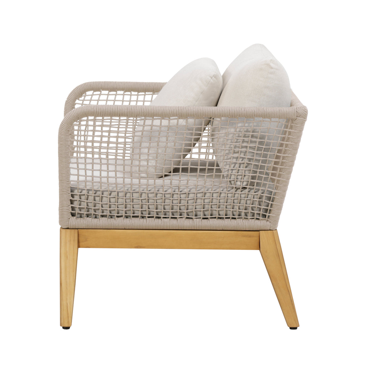 Cypress Teak Wood Outdoor Arm Chair with Biege Rope Design