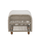 Alpine Teak Wood Outdoor Ottoman with Biege Rope Design