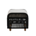 Alpine Teak Wood Outdoor Ottoman with Black - Rope Design