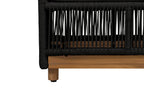 Alpine Teak Wood Outdoor Ottoman with Black - Rope Design