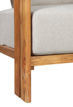 Paradiso Outdoor Solid Teak Wood Sofa - Gray Fabric