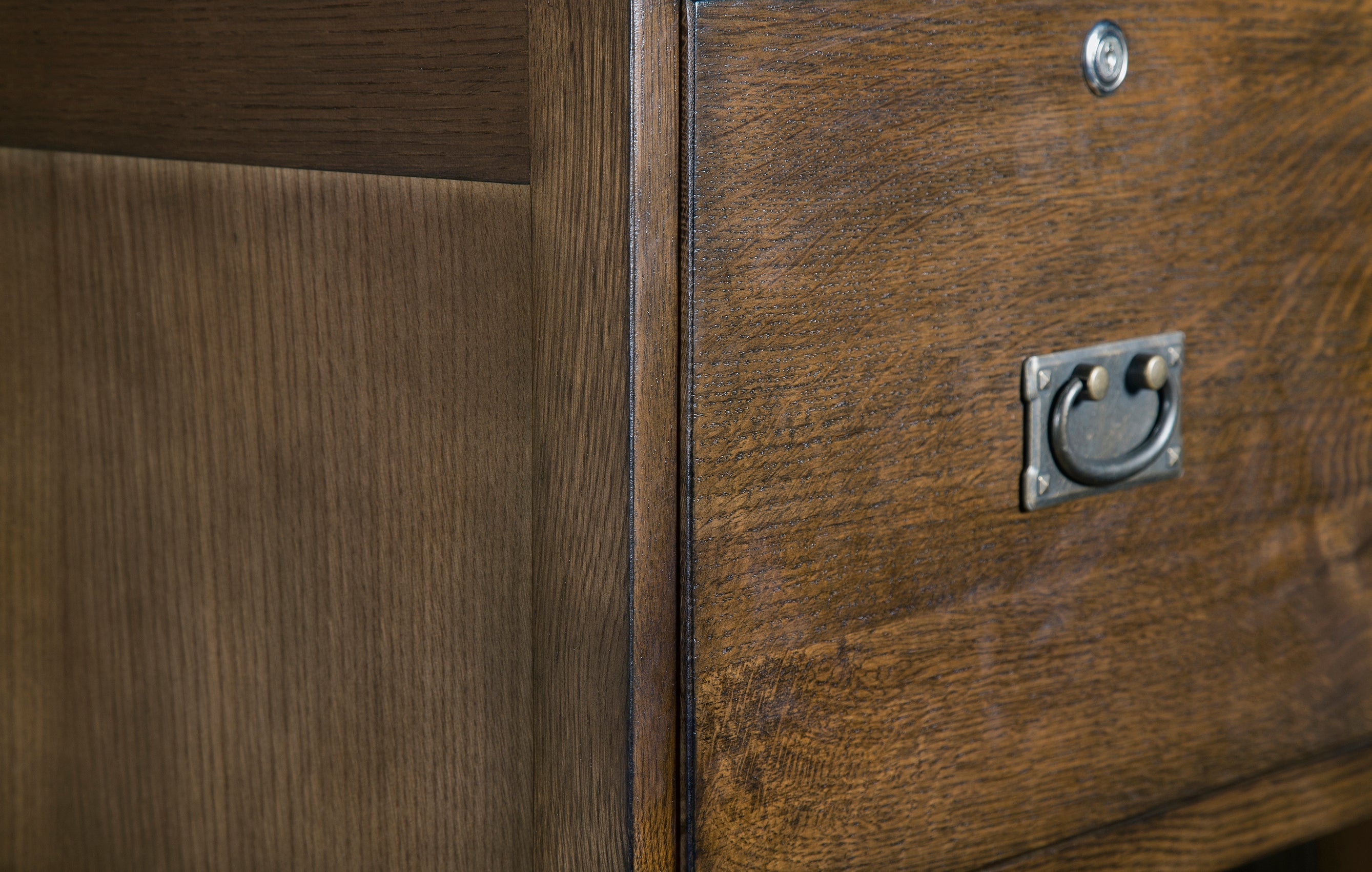 Mission Solid Oak 4 Drawer File Cabinet - Walnut
