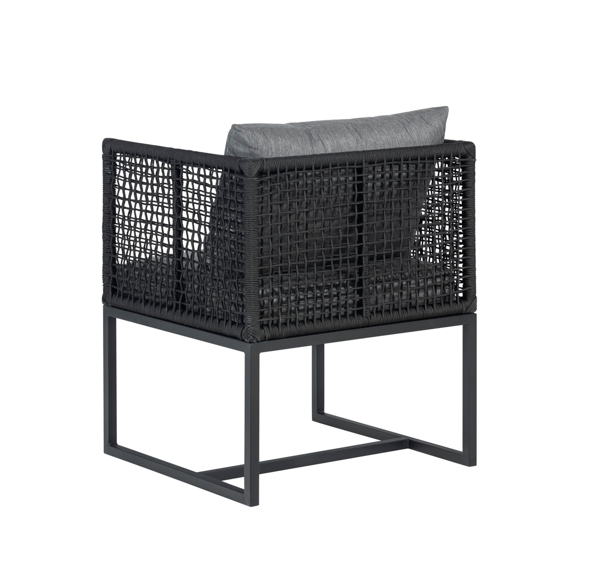 Pair of Sardinia Outdoor Aluminum Dining Chair with Rope Design - Black