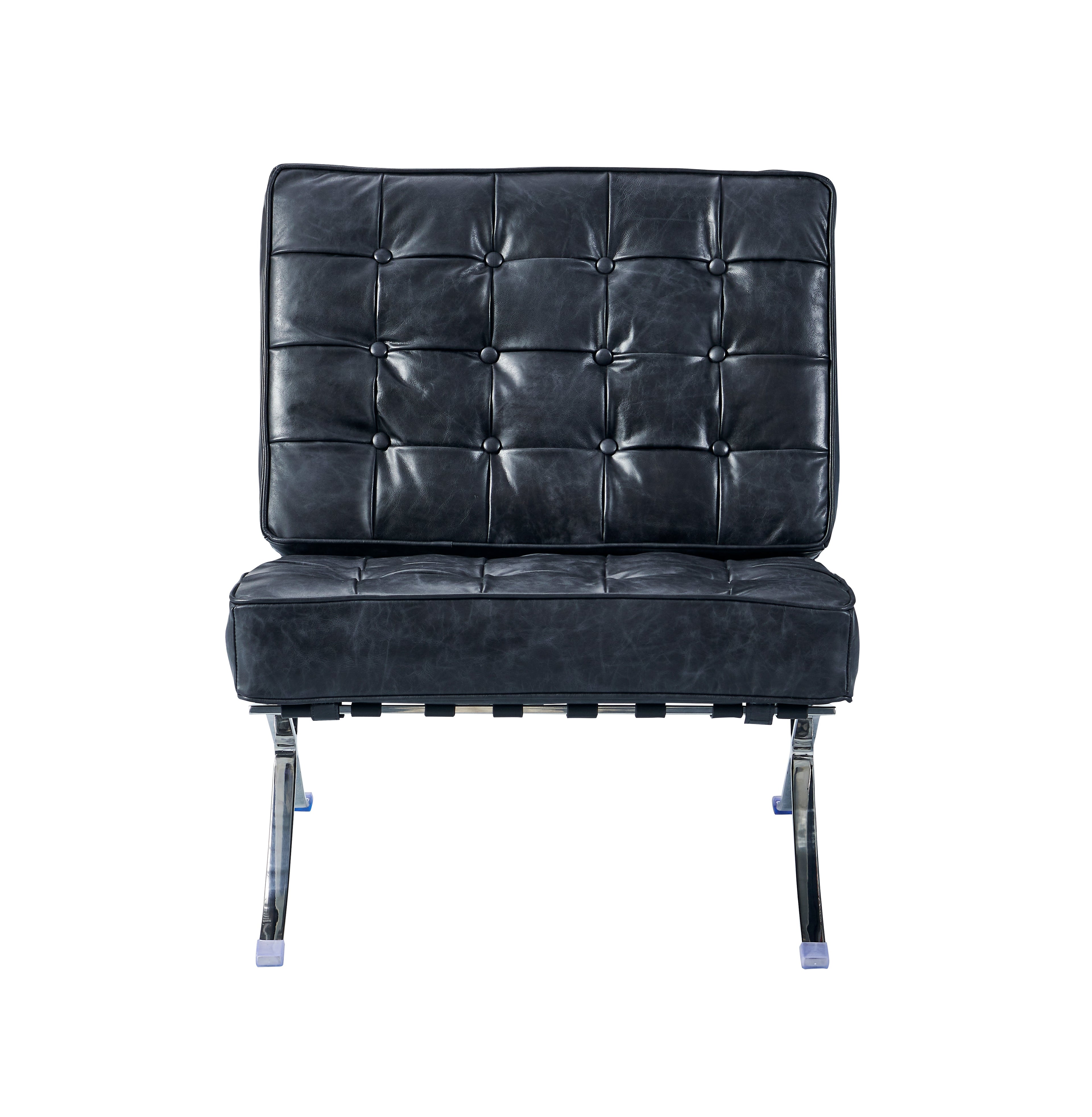Francisco Modern Curule Style Chair and Ottoman Set - Brown Leather