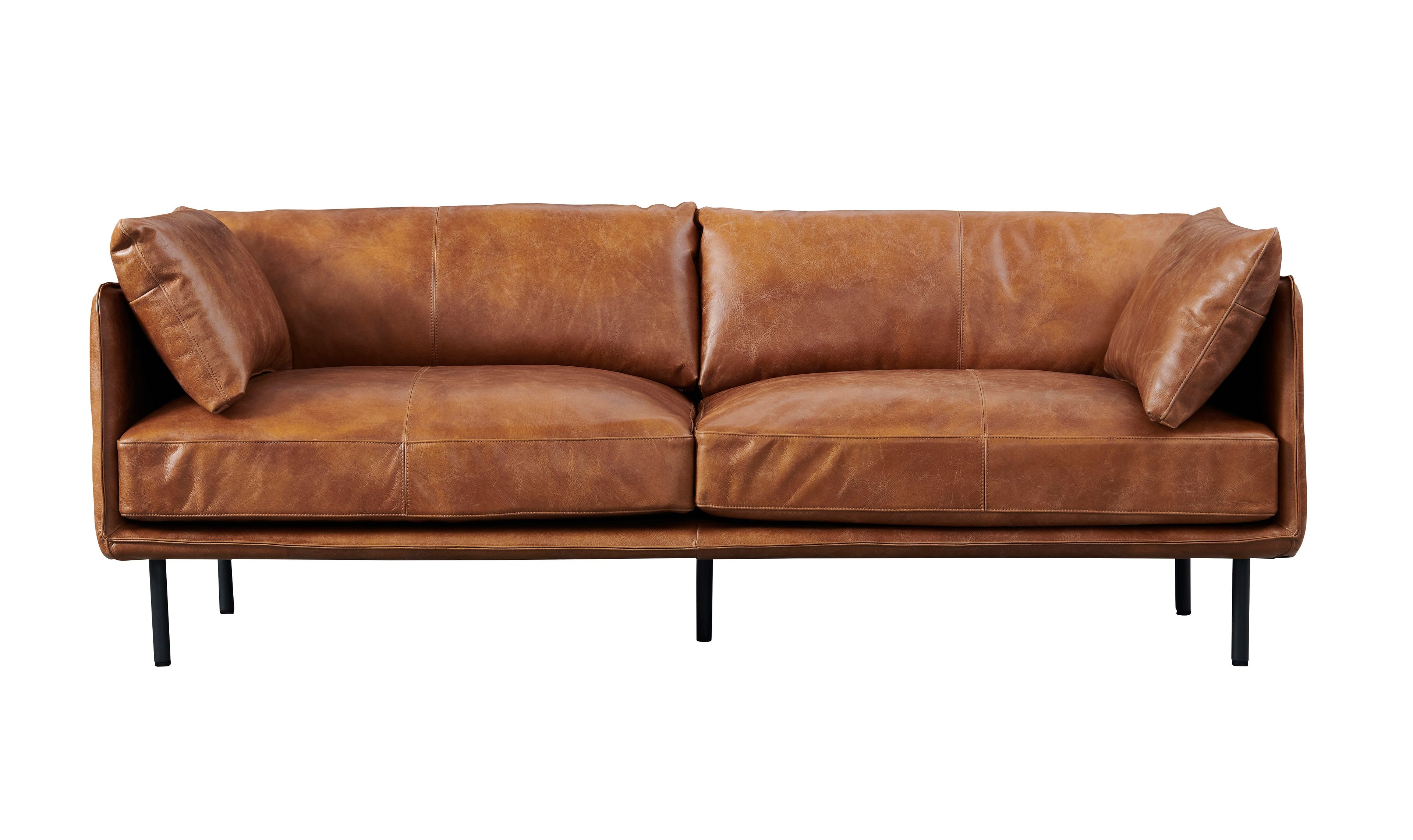 Venezia Industrial Modern Leather Sofa - Light Brown Leather