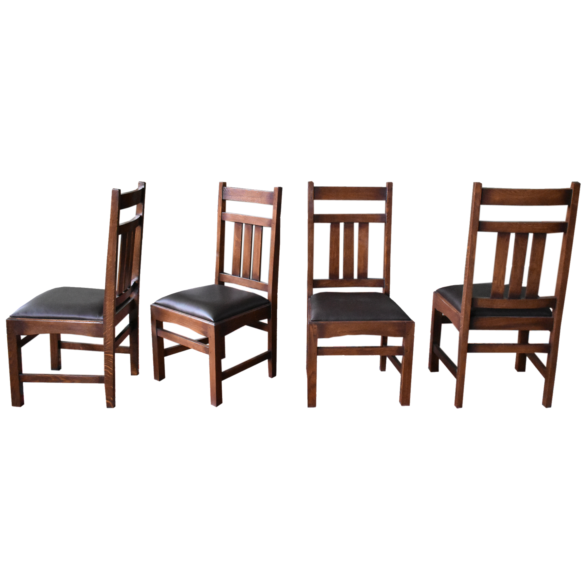 Set of 2 - Mission Oak & Leather Slat Back Dining Chair #401