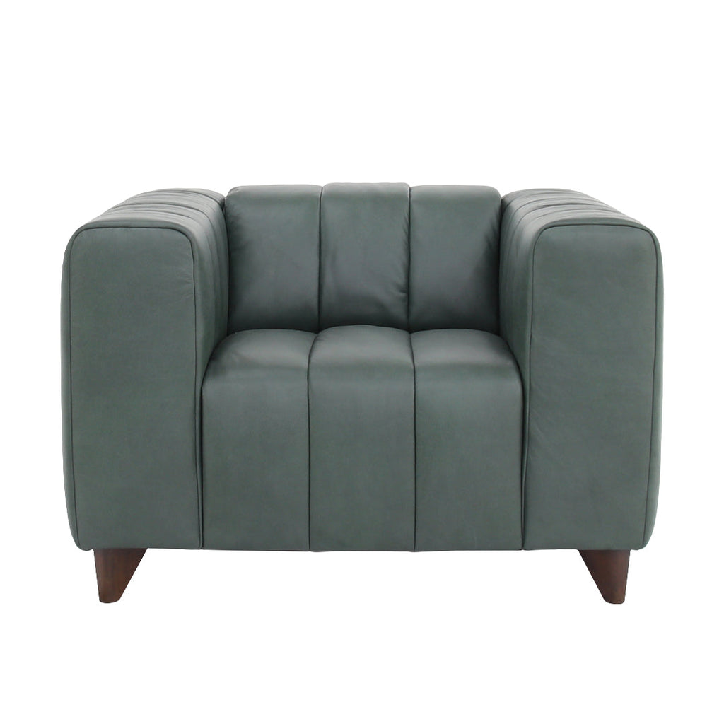 Octavia Top Grain Leather Arm Chair - Green