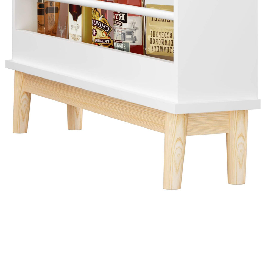 MOONRIVER Modern Wall-Mounted Kids Bookshelf, White with Natural Wood Base (Open Box)