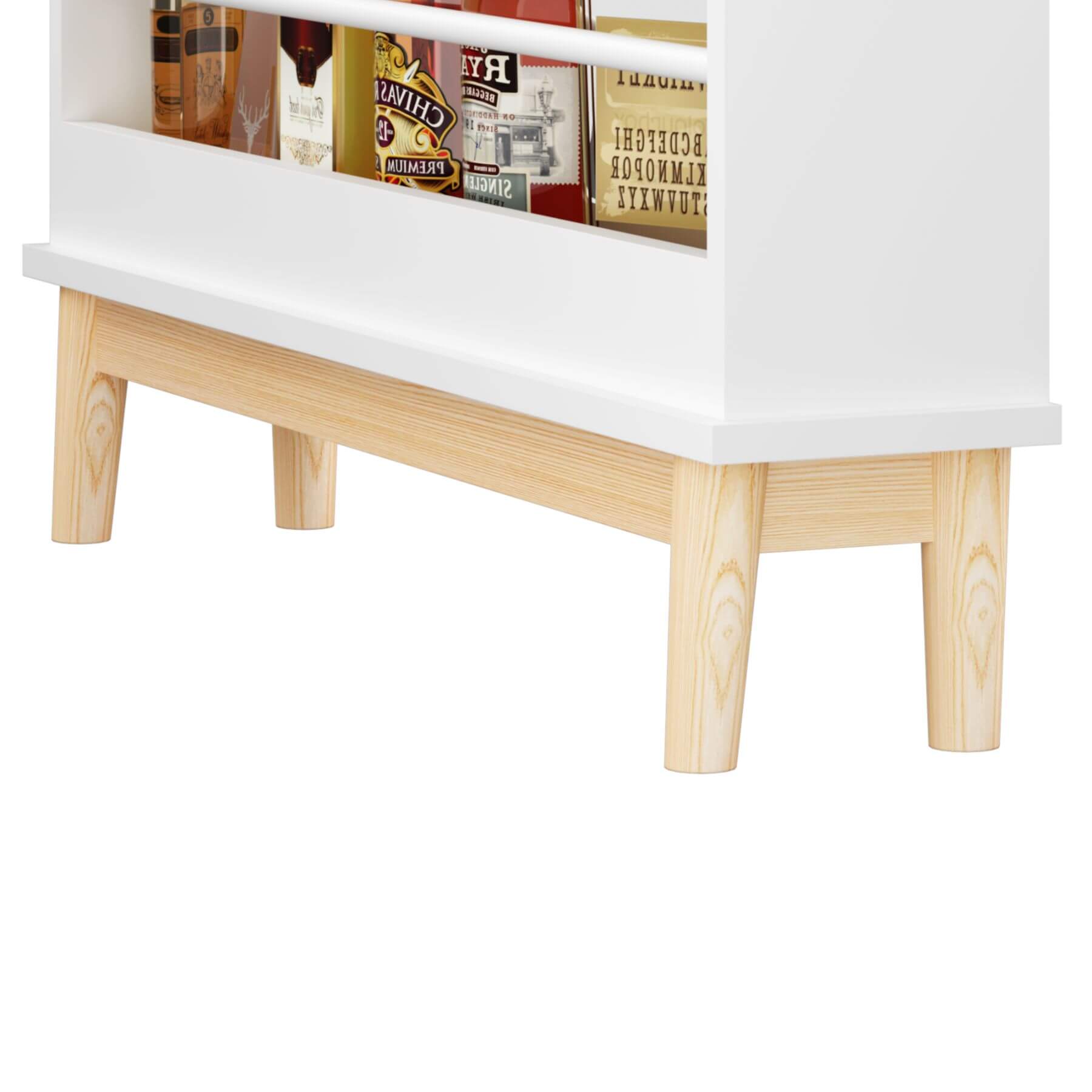 MOONRIVER Modern Wall-Mounted Kids Bookshelf, White with Natural Wood Base (Open Box)