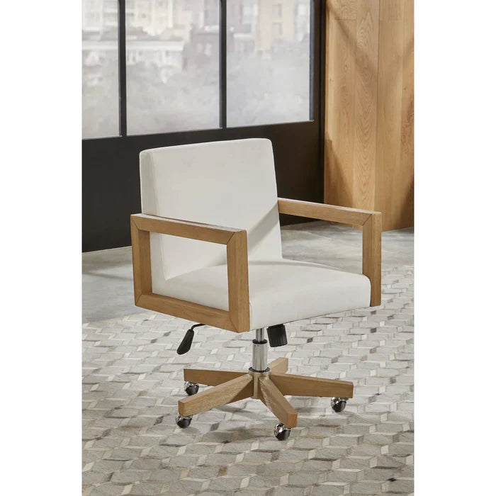 Seabourne Modern Coastal Writing Desk in White Oak and Glass