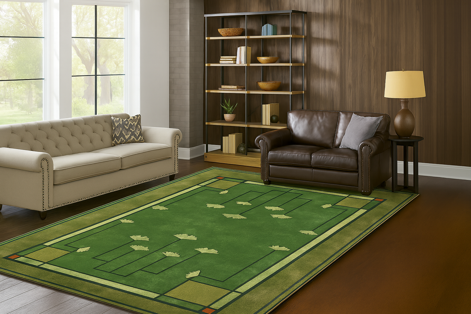 Arts and Crafts Collection Area Rug Ultra Soft Washable Rug, Non Slip Area Rug Indoor, Stain Resistant Rugs for Living Room Bedroom Vintage Home Decor