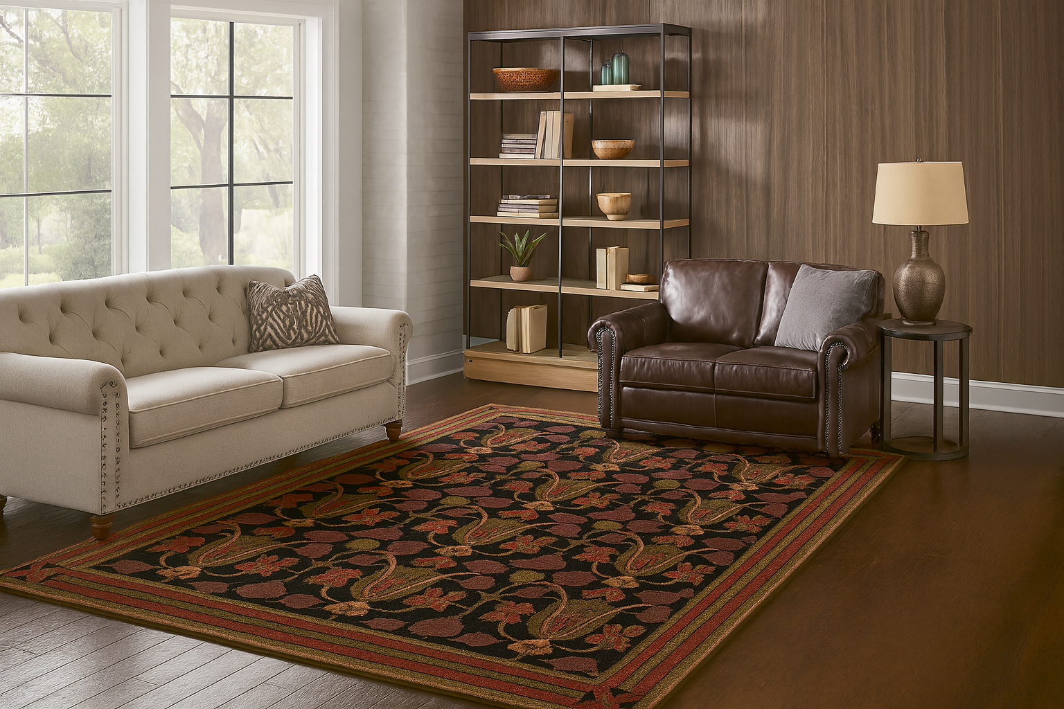 Arts and Crafts Collection Area Rug Ultra Soft Washable Rug, Non Slip Area Rug Indoor, Stain Resistant Rugs for Living Room Bedroom Vintage Home Decor