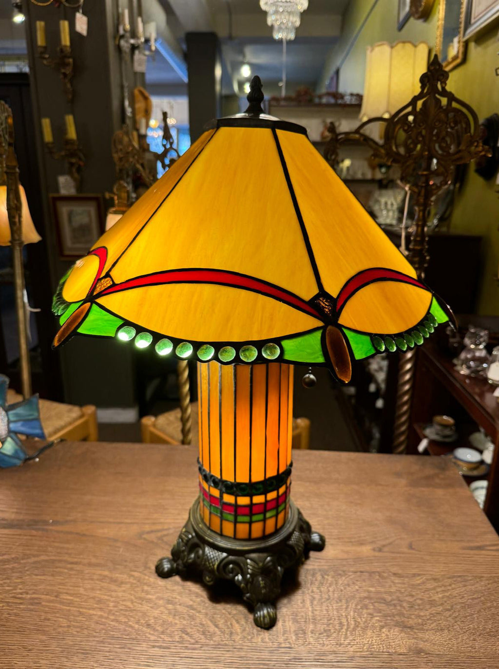 Tiffany Mission Style Stained Glass Table Lamp