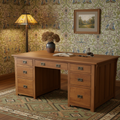 Mission Library Desk with File Cabinet Drawers - Michael's Cherry (MC-A)