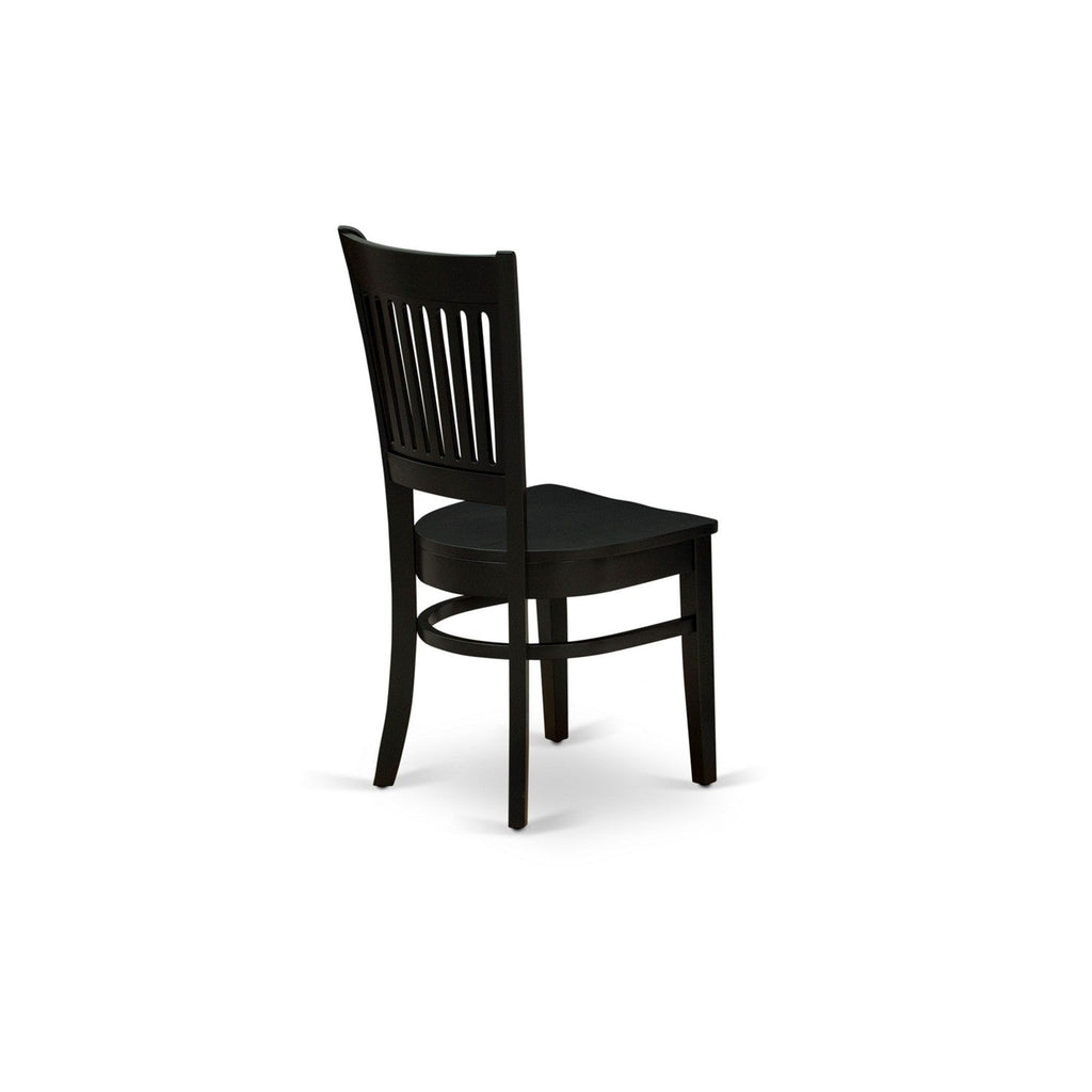 EAST WEST FURNITURE - ANVA3-BLK-W - 3-Piece Dining Room Set- 2 Kitchen Chair and Modern dining room table - Wooden Seat and Slatted Chair Back (Black Finish)